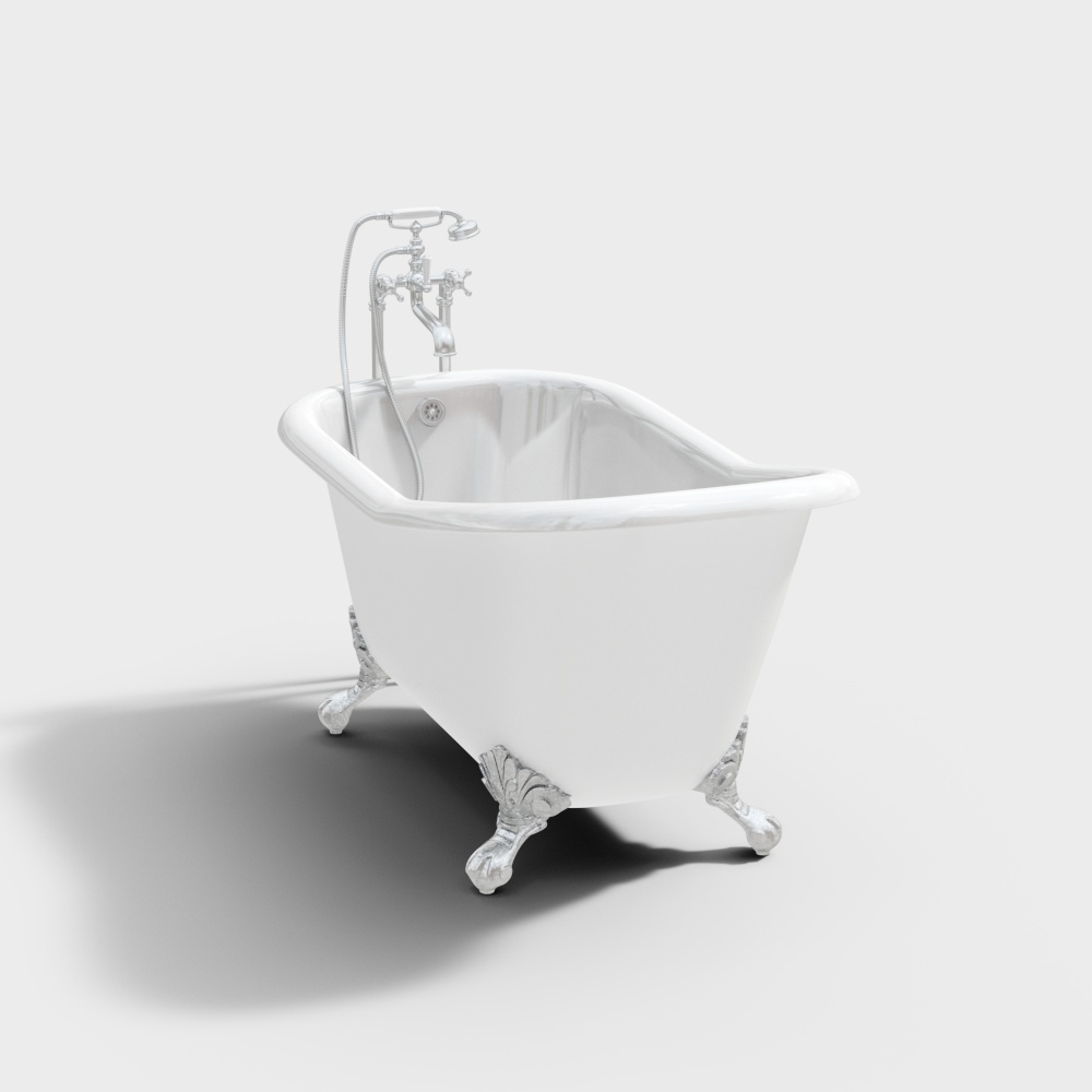 Elegant Clawfoot Tub 3D model for Classic Bathrooms