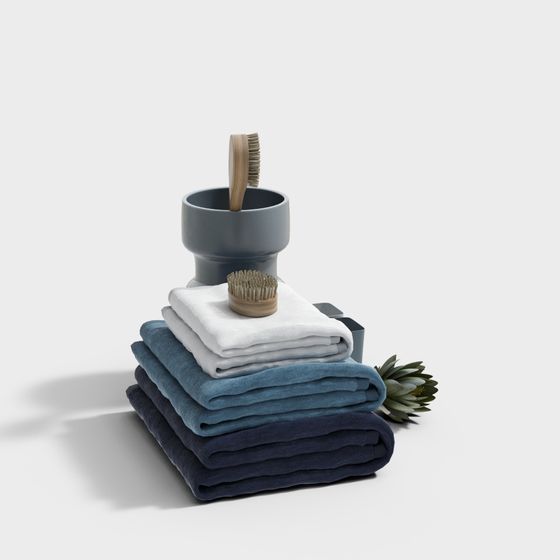 Low-Polygon Bathroom Towel Stack 3D model