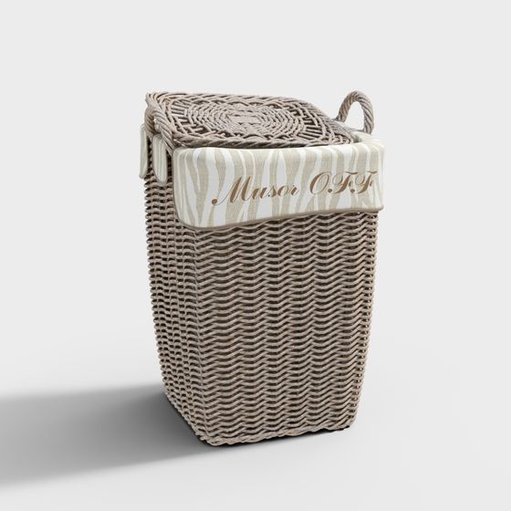 Stylish Woven Basket 3D model for Modern Interiors