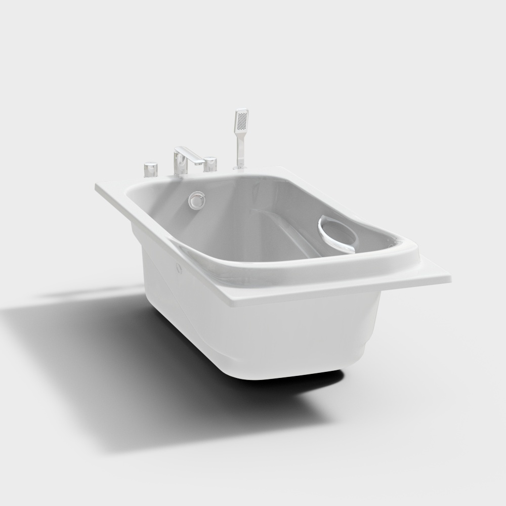 Minimalist 3D Bathtub Model for Modern Interiors