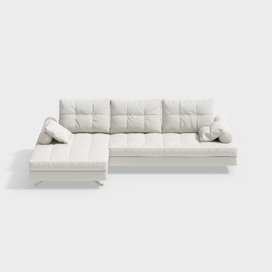 Elegant Modern White Sofa 3D model