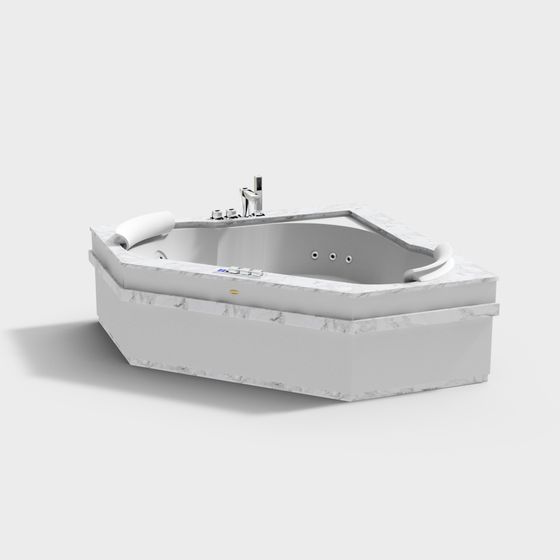 Stylish Gray Jacuzzi Aura Corner Bathtub 3D Model