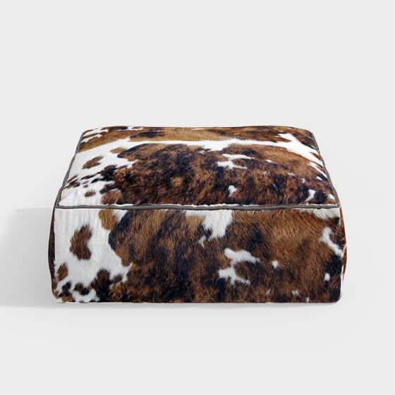 Cozy Cowhide Ottoman 3D model