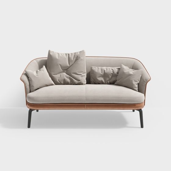 Scandinavian Style Black Sofa 3D Model