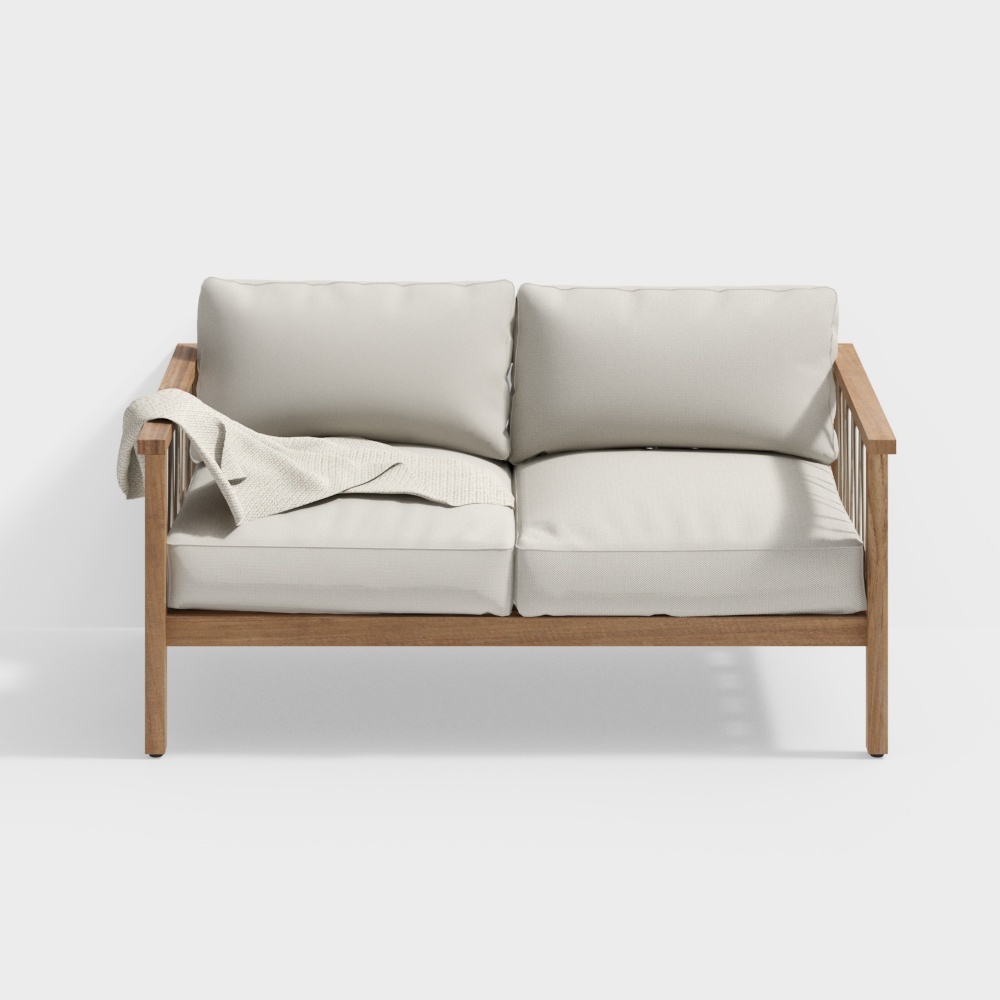 Scandinavian Single Sofa 3D Model – Gray Fabric