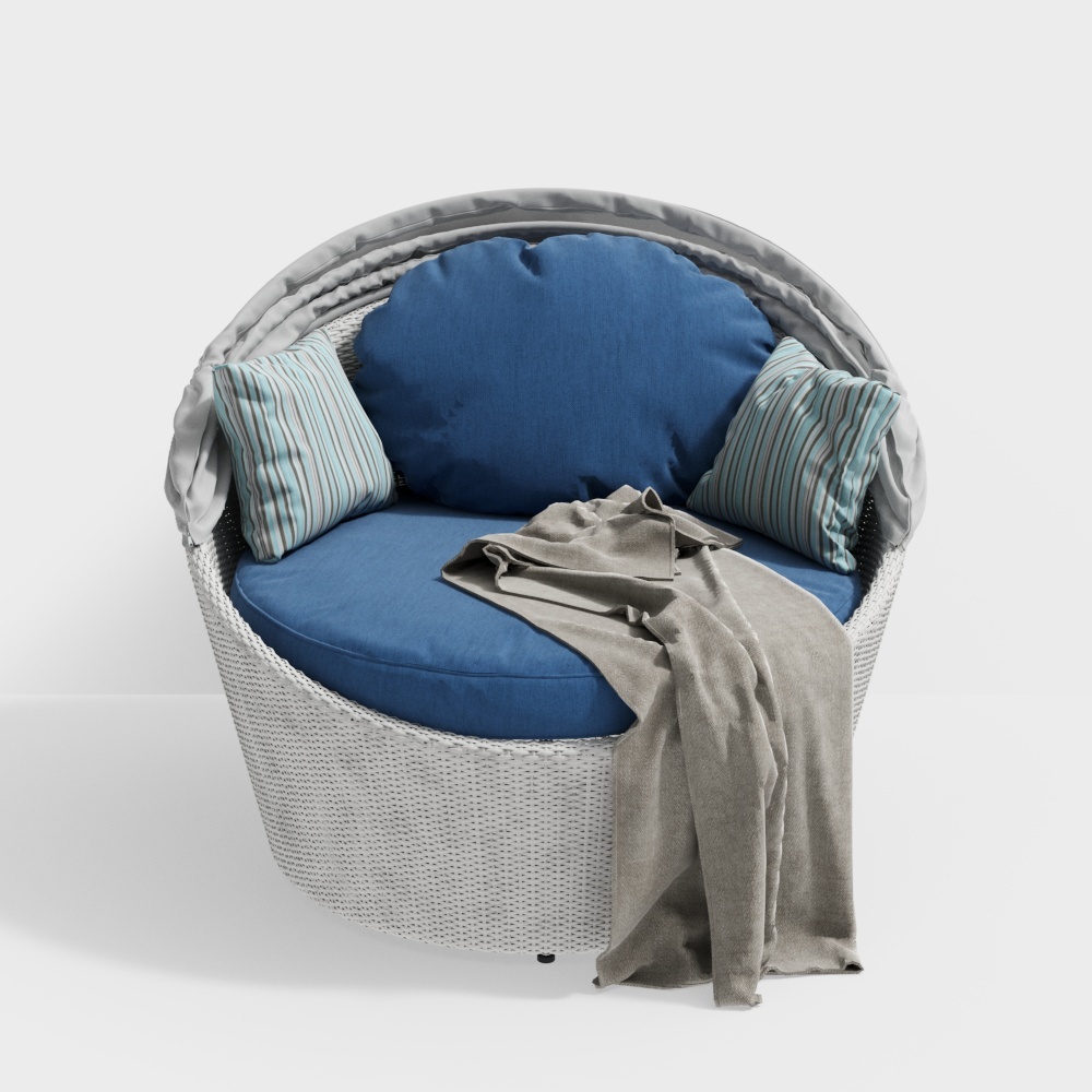 Modern Low-Poly 3D Chair Model – Gray Woven Frame