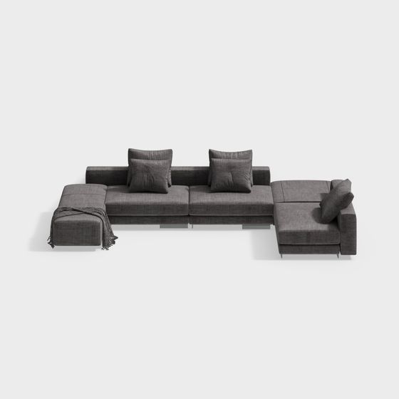 Chic Gray Fabric Sofa 3D model for Contemporary Spaces