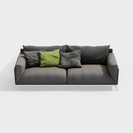Stylish Grey Fabric Sofa 3D model for Modern Interiors