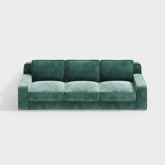 Elegant Low-Poly Green Velvet Sofa 3D Model