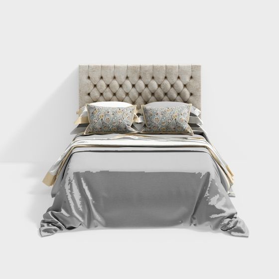 Elegant Low-Poly Bed 3D Model for Modern Homes