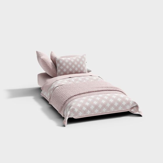 Elegant Low-Poly Bed 3D model