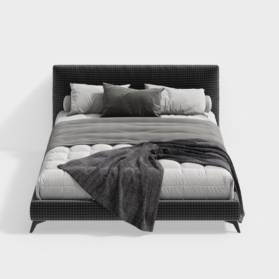 Elegant Low-Poly Bed 3D model for Modern Interiors