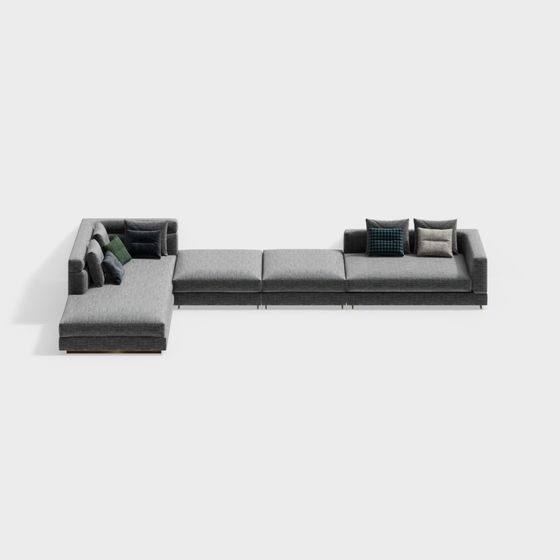 Stylish Low-Poly Sofa 3D model for Contemporary Spaces