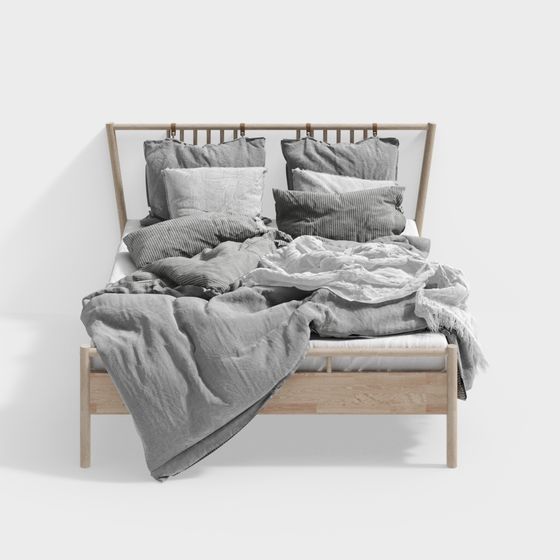 Modern Low-Polygon Bed Frame 3D model