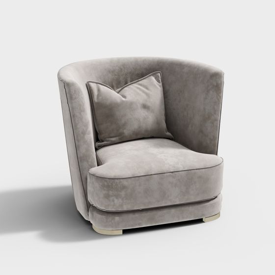 Elegant Velvet Armchair 3D model for Modern Interiors