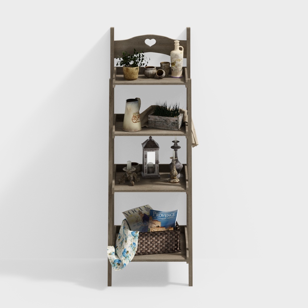 Cozy Rustic Shelf 3D Model – Low-Poly Wood Design