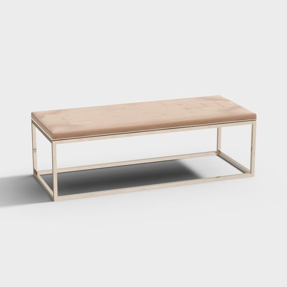 Elegant Golden Duncan Ottoman 3D Model for Seating