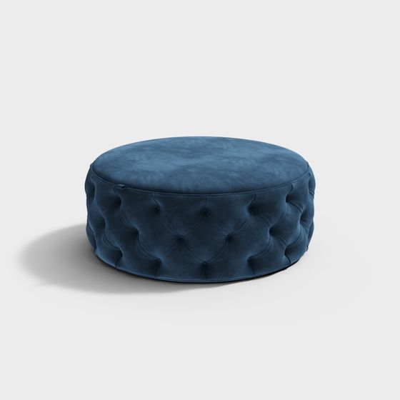 Blue Vintage Round Stool 3D Model