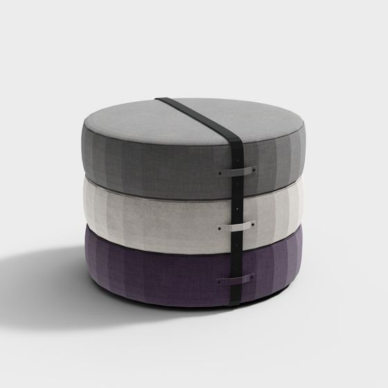 Stylish Round Storage Stool 3D model