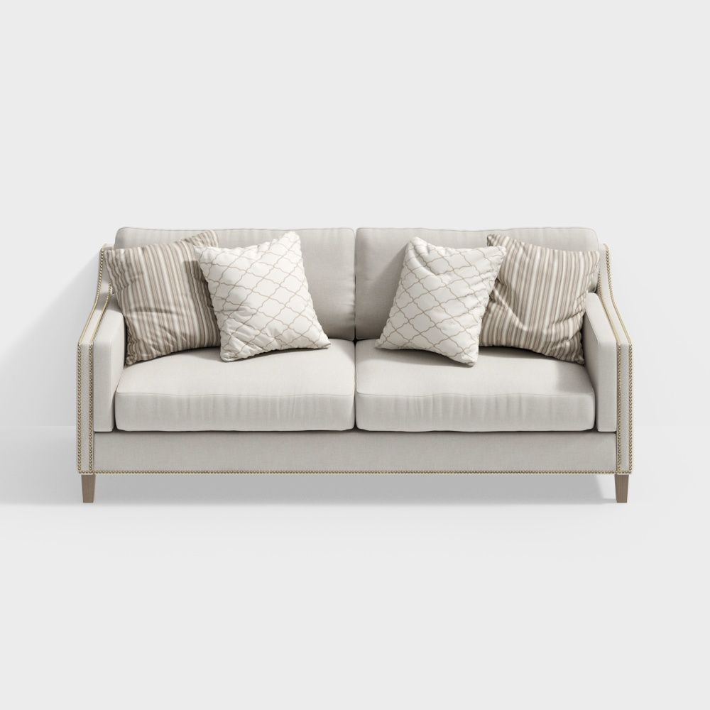 Classical trend fabric sofa (loveseat）nude