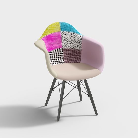 Stylish Patchwork Chair 3D model for Contemporary Spaces