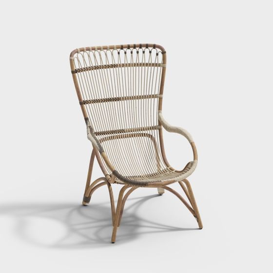 European-Inspired Rattan Chair 3D model