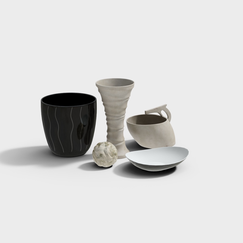 Wabi-sabi ceramic combination ornament