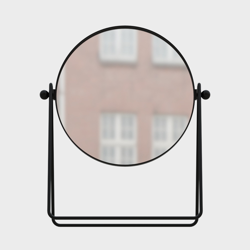 Elegant Low-Poly Makeup Mirror – Black Metallic Frame
