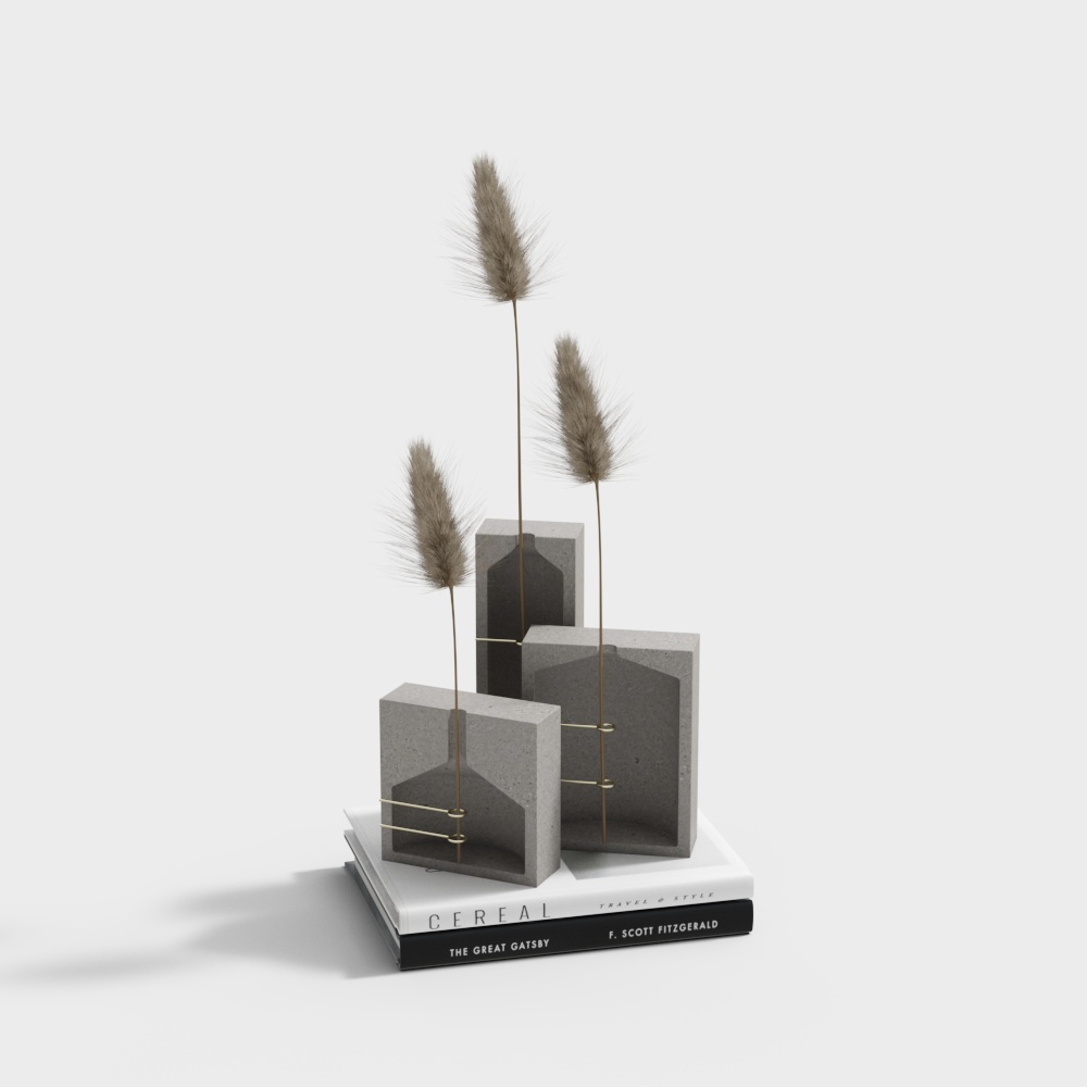 Low Poly Concrete Vase Set 3D model