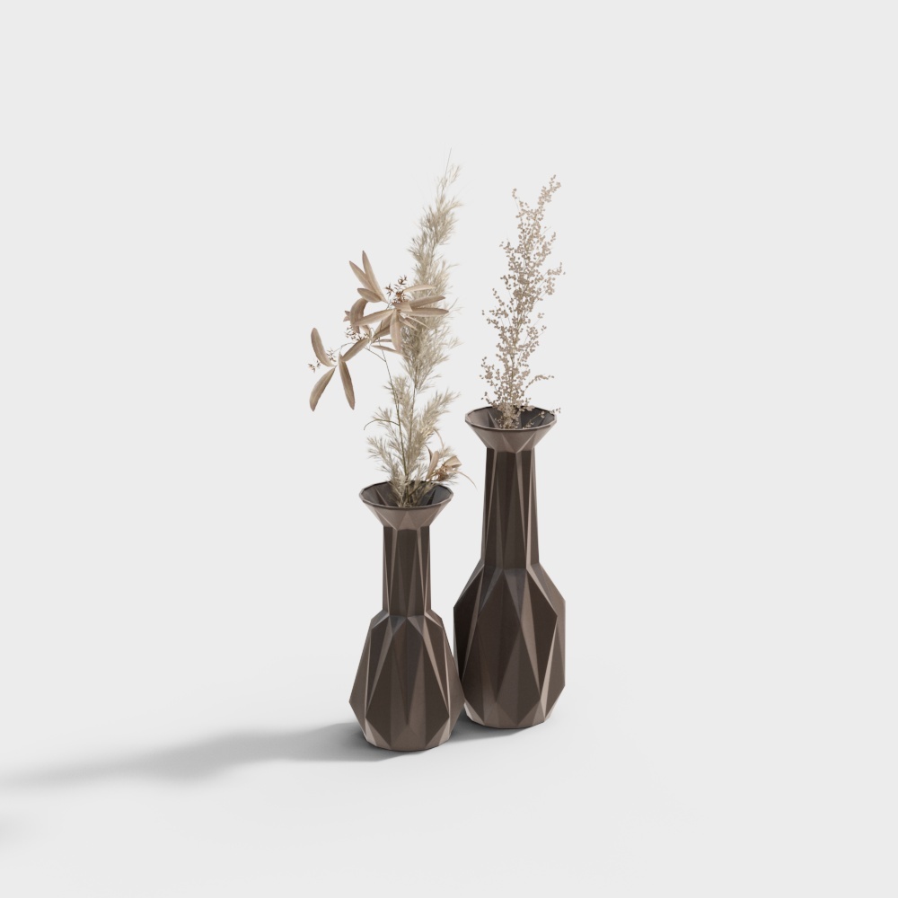 Geometric Vase Set 3D Model – Minimalist Low-Poly Design