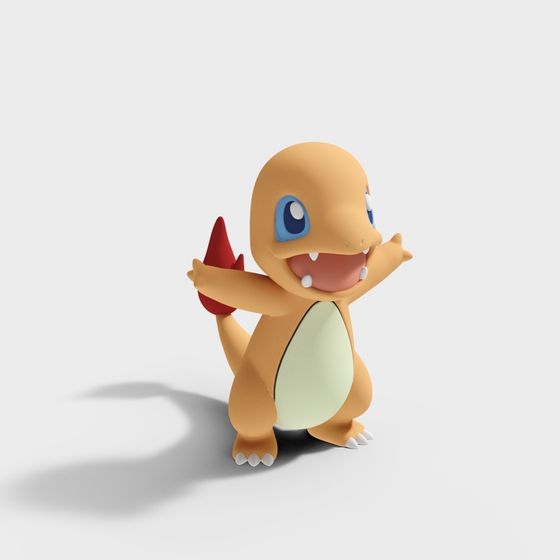 Vibrant Low-Poly Charmander 3D model