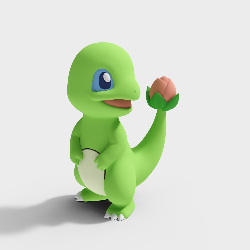 Charming Low-Poly Green Dragon 3D model