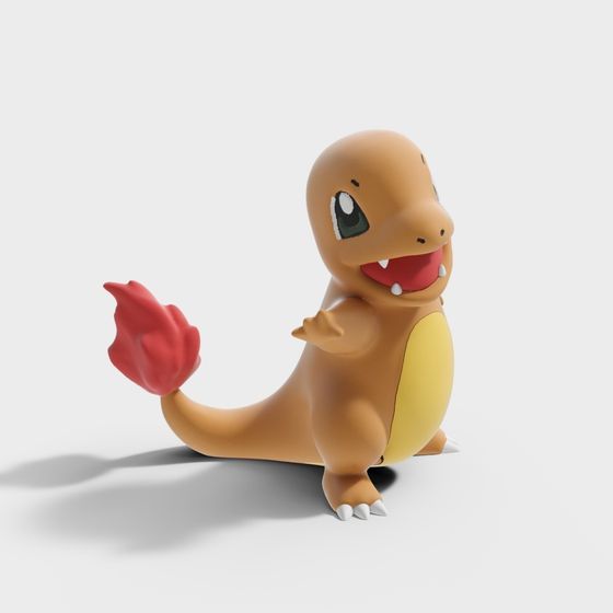 Vibrant Low-Poly 3D Model of Little Fire Dragon