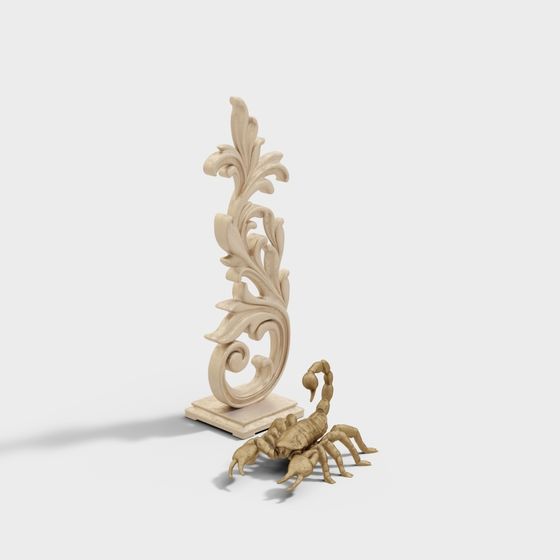 Scorpion and Leaf Decorative Column 3D model for Artistic Spaces