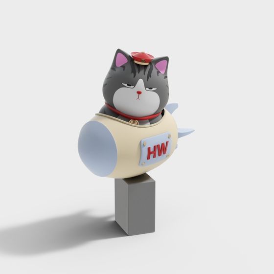 Space Cat 3D model - Low Poly Charm
