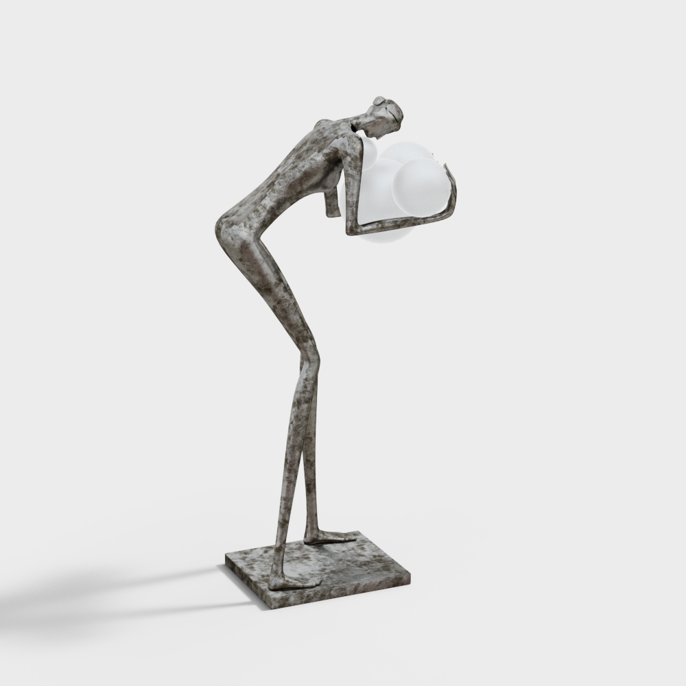 Lighthouse Dancer 3D Model – Low-Poly Metallic Sculpture