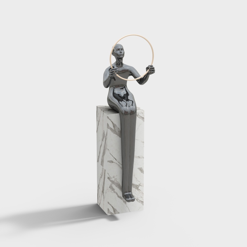 Balance Ring 3D Model – Low-Poly Metallic Sculpture