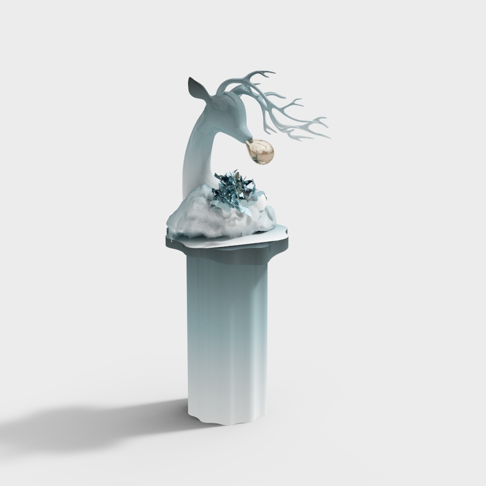 Winter Elf 3D Model – Frosted Deer with Ice Crystals