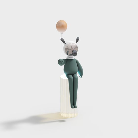 Charming Balloon Bear 3D model