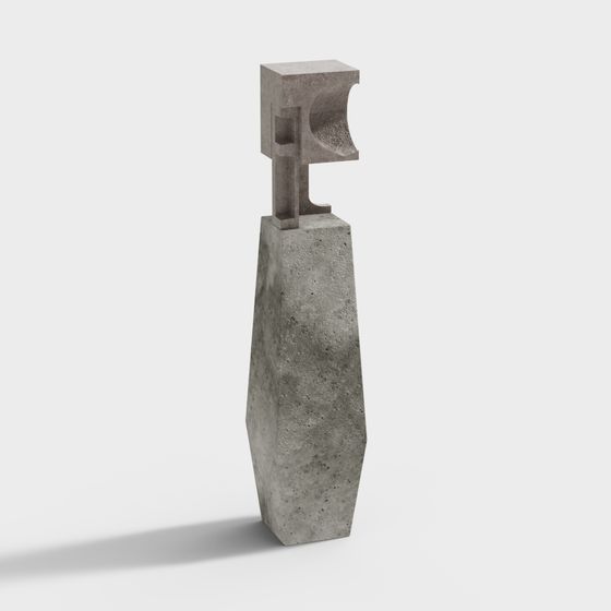 Unique Low-Poly Concrete Sculpture 3D model
