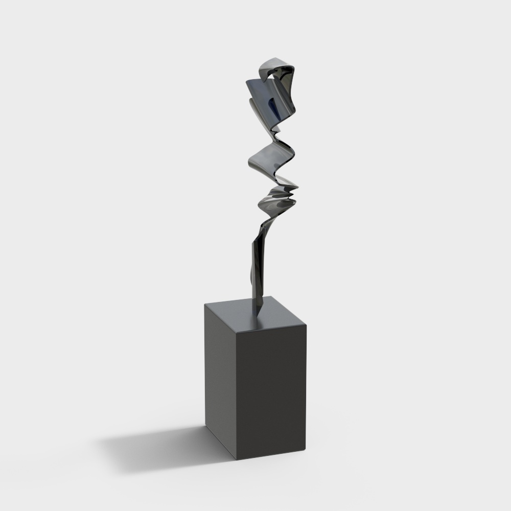 Twisted Column 3D Model – Metallic Abstract Sculpture