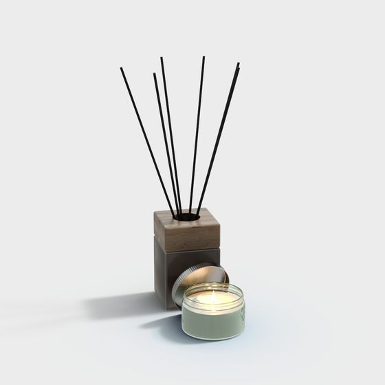 Square Scented Candle Ornaments 3D Model for Stylish Interiors