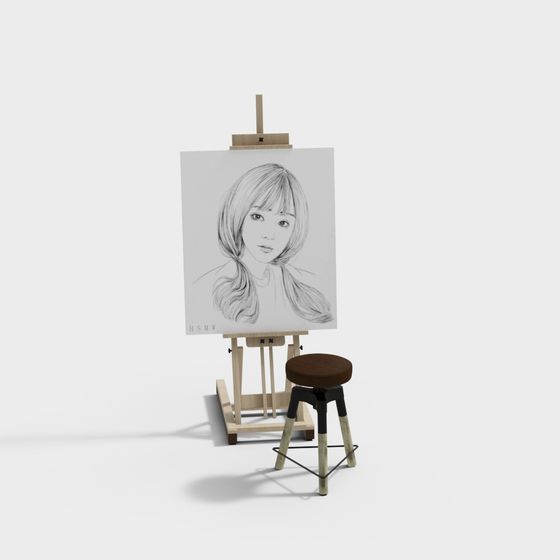 Easel with Sketch 3D model