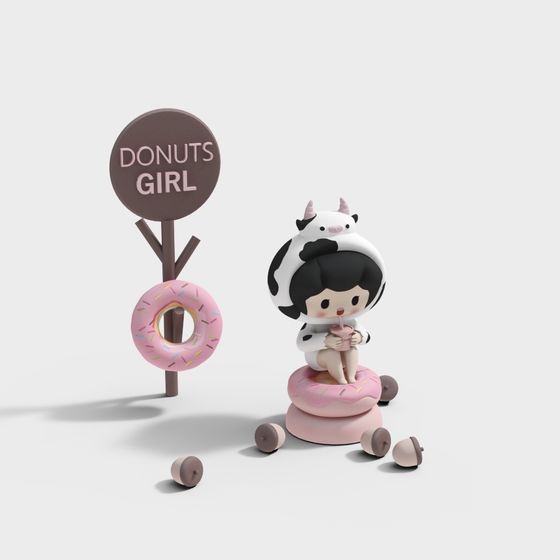 Low Poly Donuts Girl 3D model