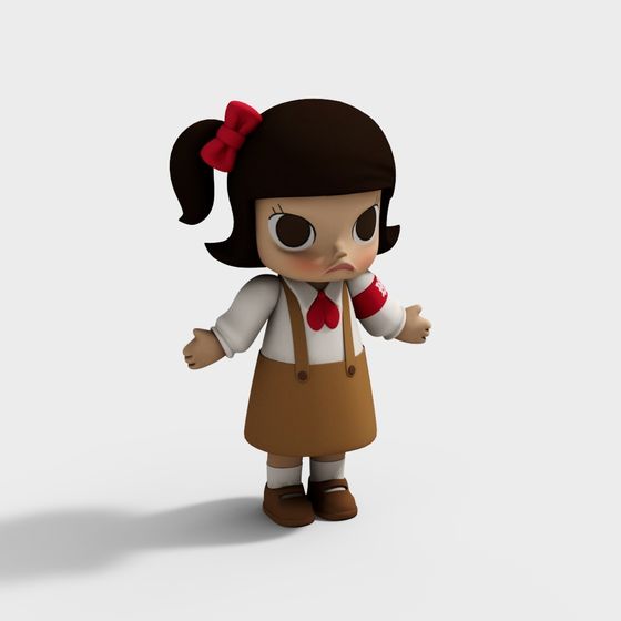 Charming Low-Poly Little Girl 3D Model