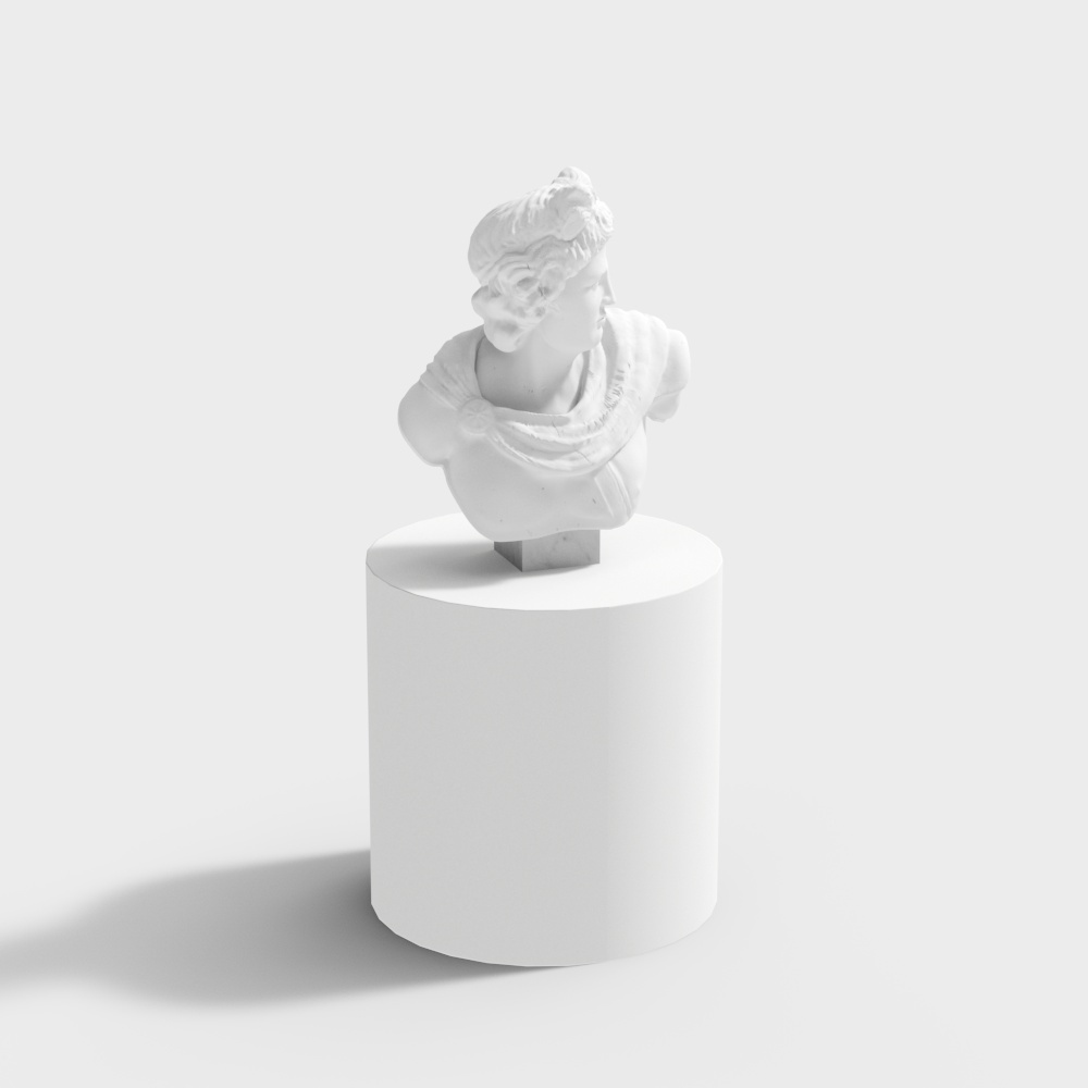 Classical Goddess Statue 3D Model – Low-Poly Elegant Sculpture