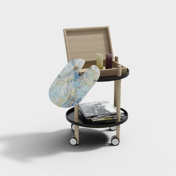 Unique Mobile Art Cart 3D model Design