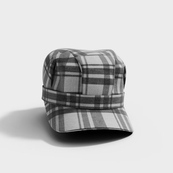 Stylish Checkered Military Cap 3D Model