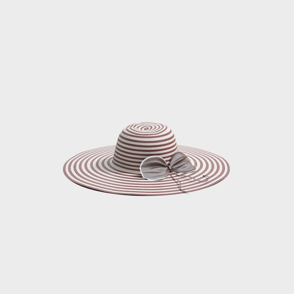 Elegant Wide-Brim Summer Beach Hat 3D model