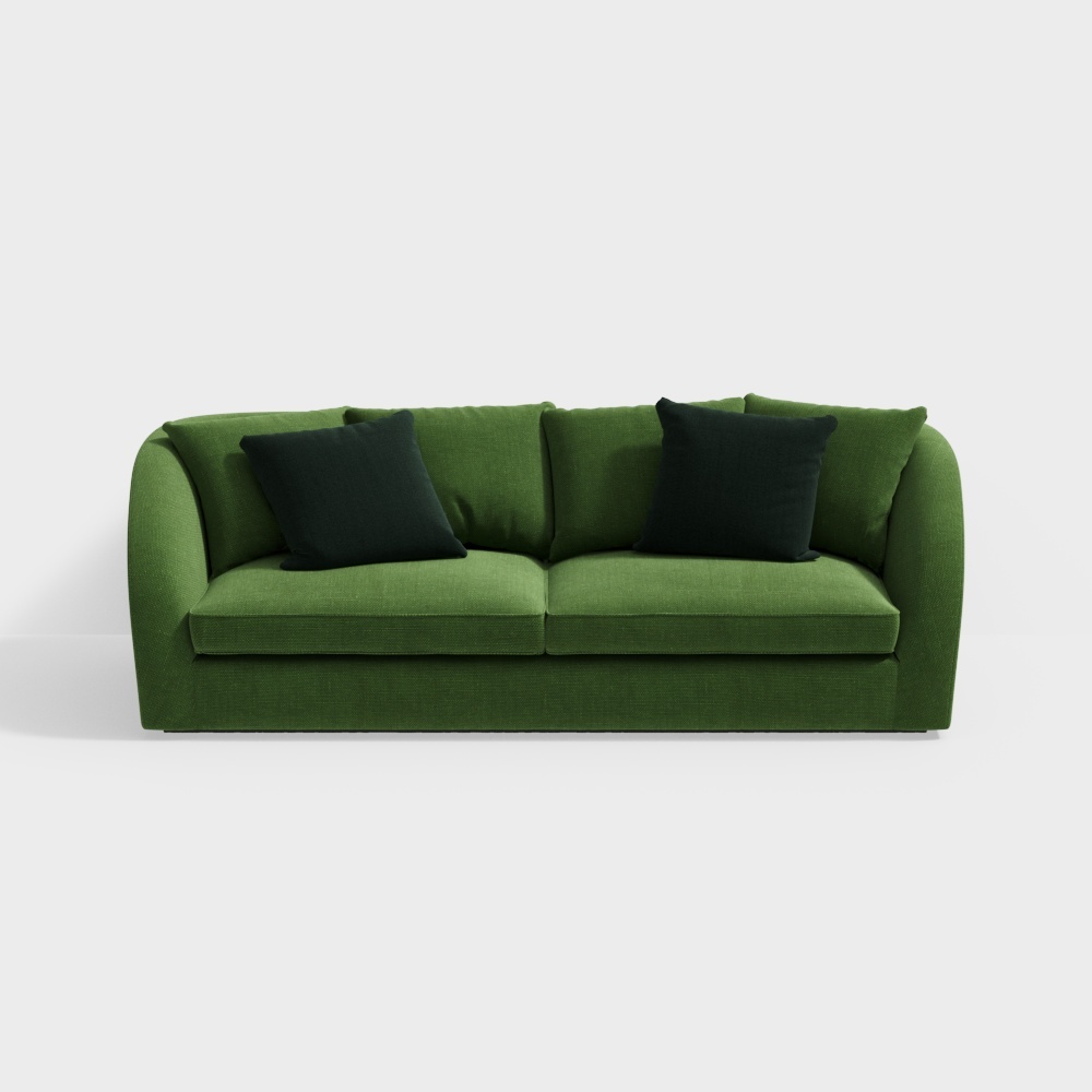 Stylish Polyhedral Green Sofa 3D Model – Scandinavian Minimalism
